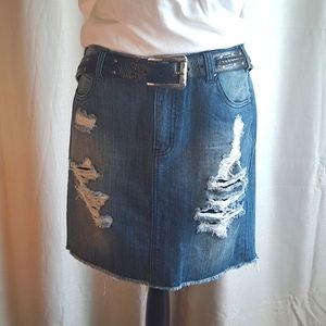Love Fire Distressed jean skirt